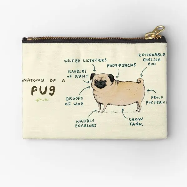 

Анатомия мопса, кармашки на молнии, бумажник, женское нижнее белье, мужские носки, косметика для ключей