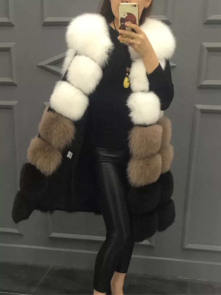New in Hot New Faux Fur Vest Coat Winter Sleeveless Jacket Women Fake Fur Patchwork Color Thick Outwear Female Faux Fur Vest y2k