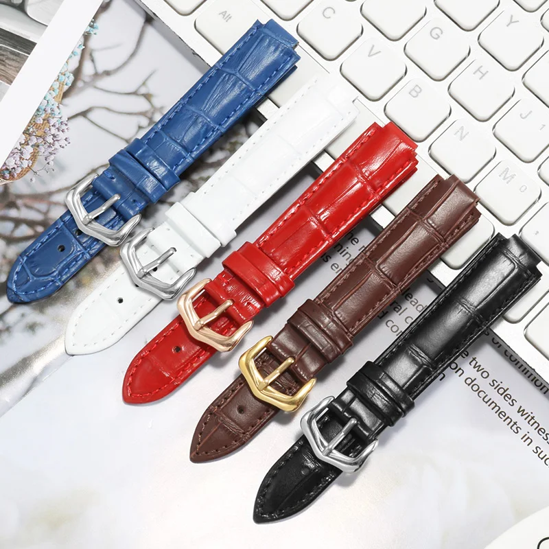 Replace The Cowhide Strap With The Blue Balloon Series 14/16/18/20/22mm Needle clasp Convex Interface Leather Watchband