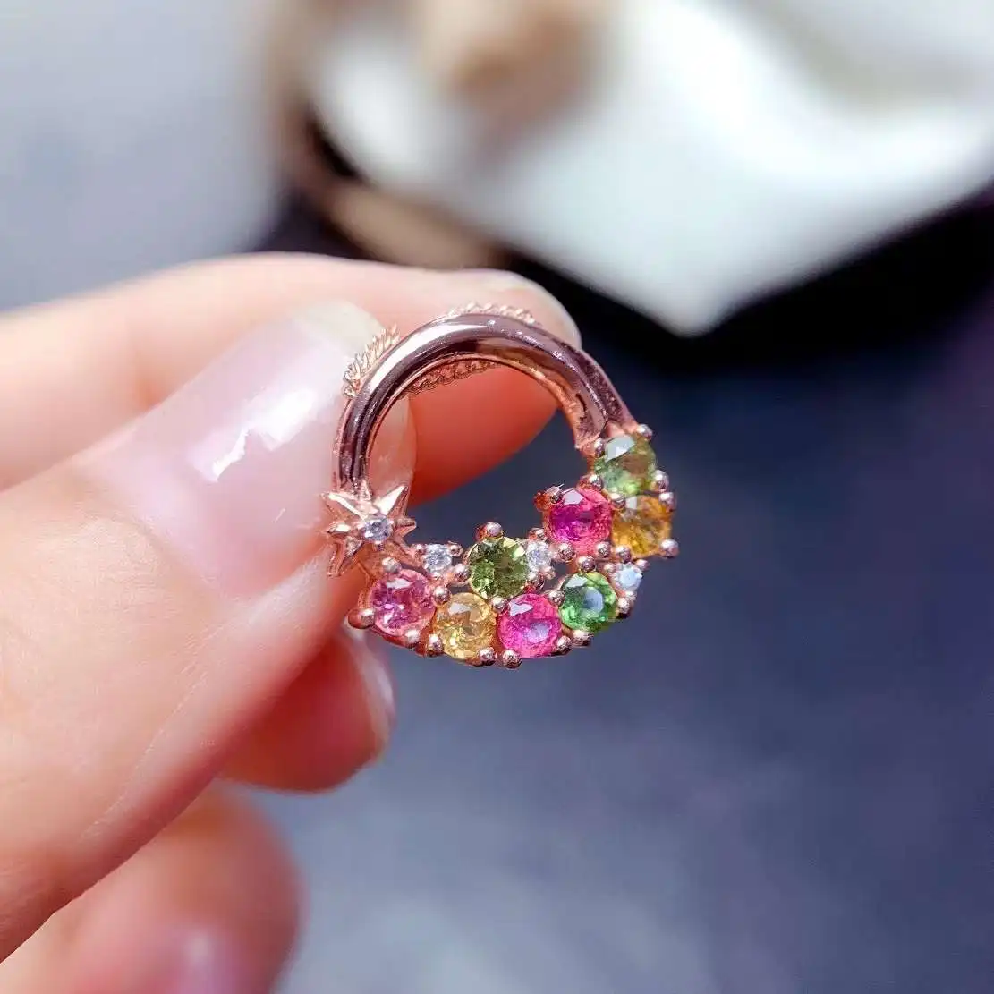 

Женский кулон с разноцветным турмалином, серебро 925 пробы