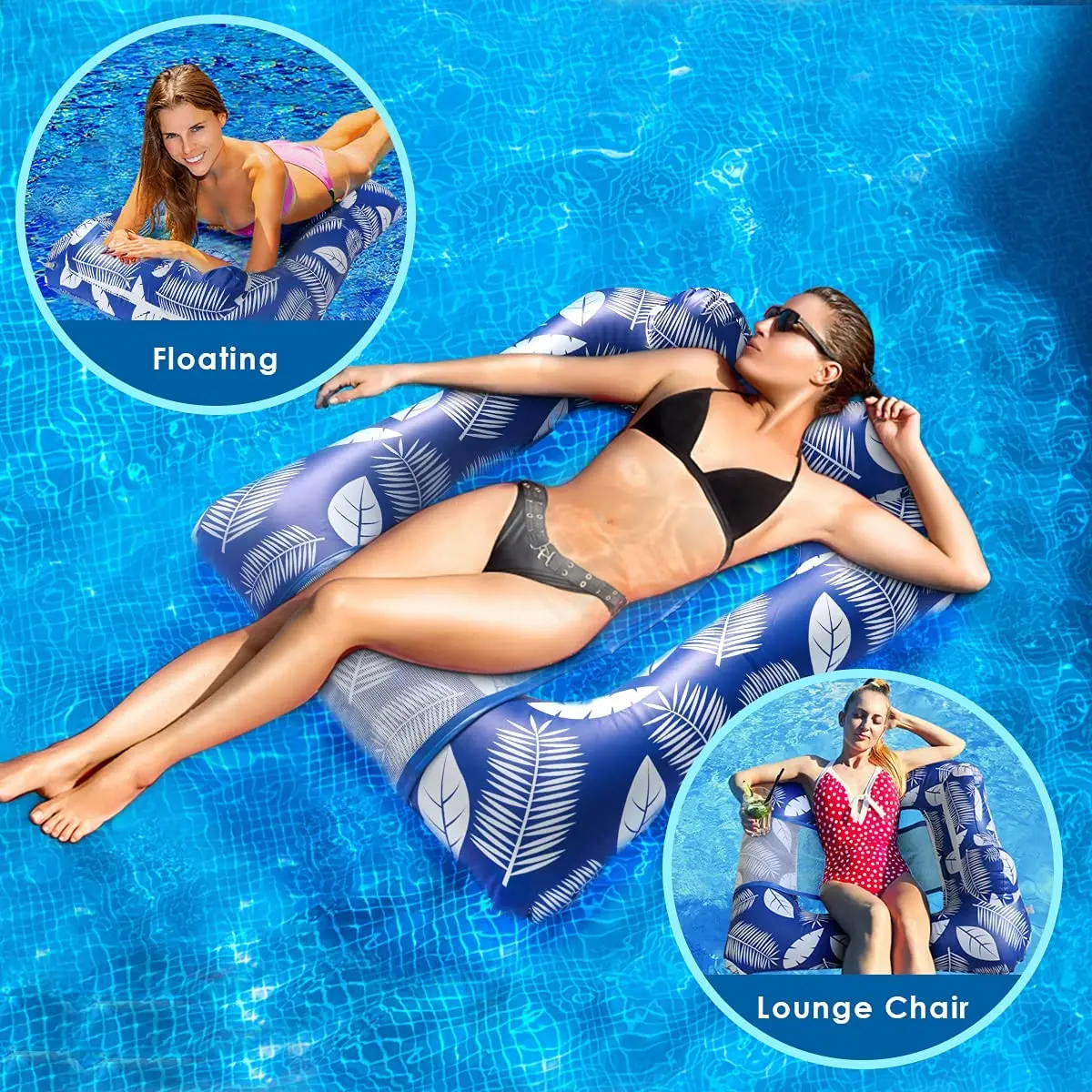 Inflatable พับลอยแถว Air ที่นอนเตียงชายหาดสระว่ายน้ำกีฬา Lounger Float เก้าอี้ Hammock Mat