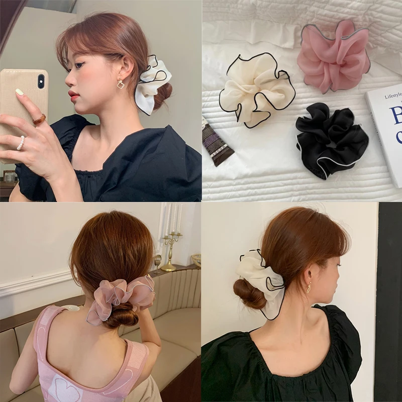 

Solid Color Scrunchie Hair Bands Women Girls Elegant Rubber Bands Oversized Elastics Ponytail Holder Hair Ropes Headbands