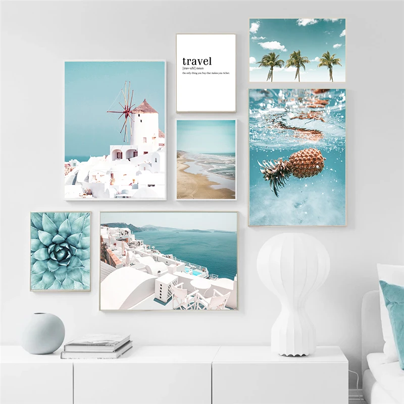 

Blue Seascape Posters Wall Art Pictures Canvas Painting Scenery Prints Modern Minimalist Living Room Home Decoration