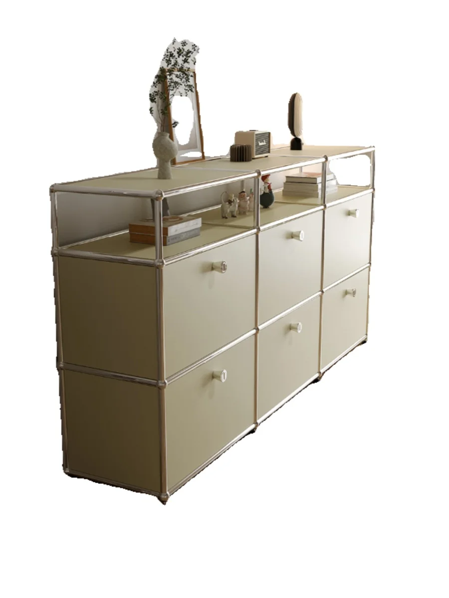 Комбинированный обеденный боковой шкаф USM антикварный из нержавеющей стали для