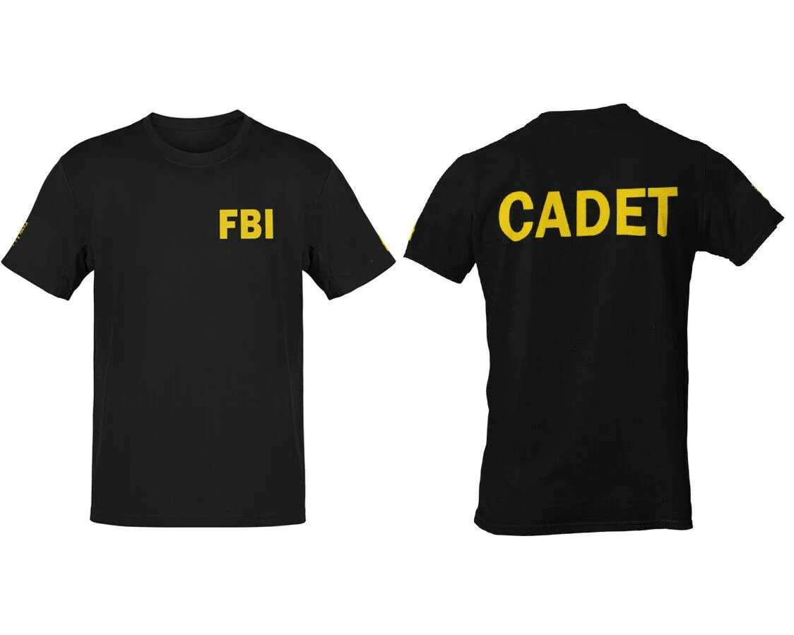 Простая футболка с надписью FBI. Летняя Хлопковая мужская круглым вырезом и