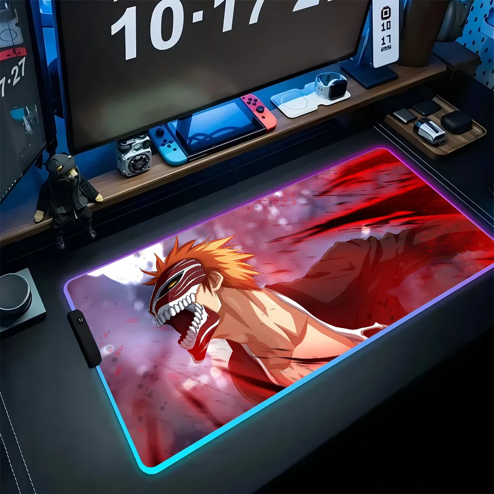 1 шт. отбеливатель Ichigo Bankai напольный коврик XXL RGB игровые коврики для мыши HD черная