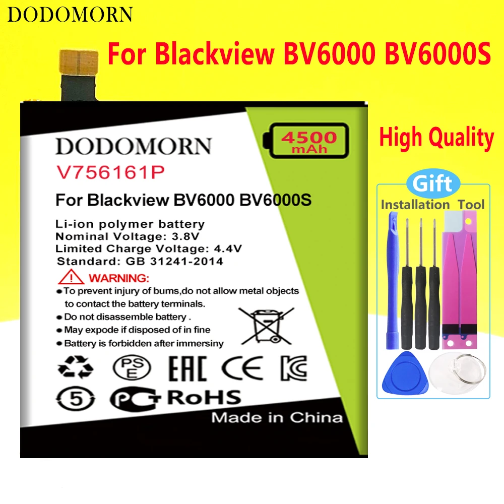 

Аккумулятор DODOMORN V756161P для Blackview BV6000 BV6000S, высокое качество + номер отслеживания