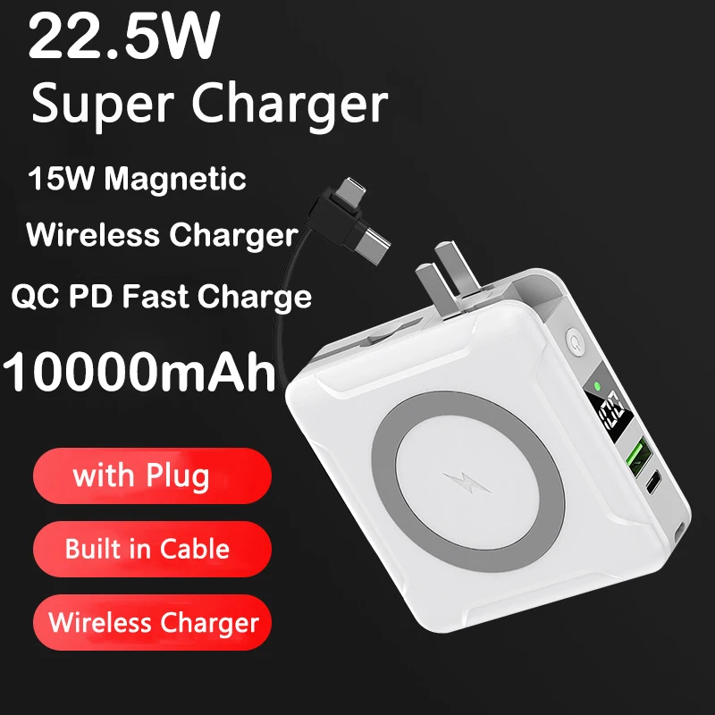 

10000mAh Magnetic Wireless Charger Power Bank 6000mAh PD 20W Powerbank For iPhone 13 Pro Max External Battery Poverbank
