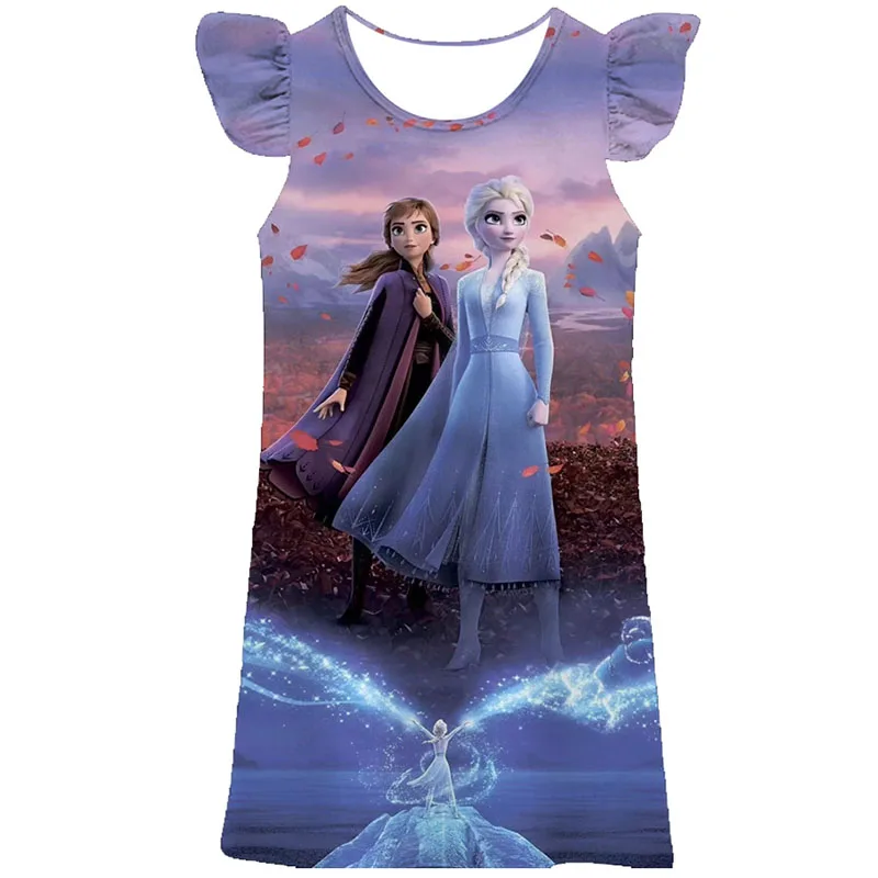 Disney Elegant Elsa Princess Girls Fancy Party Dress Summer Comfortable Cosplay Costume Dresses New Elsa Dress Girls Fashion