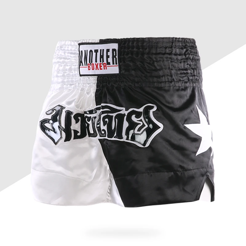 

Thai Boxing Shorts Men Women Children Muay Thai Pants Two Tones Star Embroidery Patch Kickboxing Training Trunks BJJ MMA Shorts