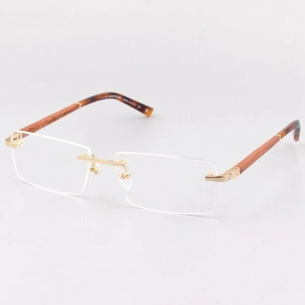 Fashion brand mb390 handmade wooden frameless men's optical prescription glasses frame women's computer glasses