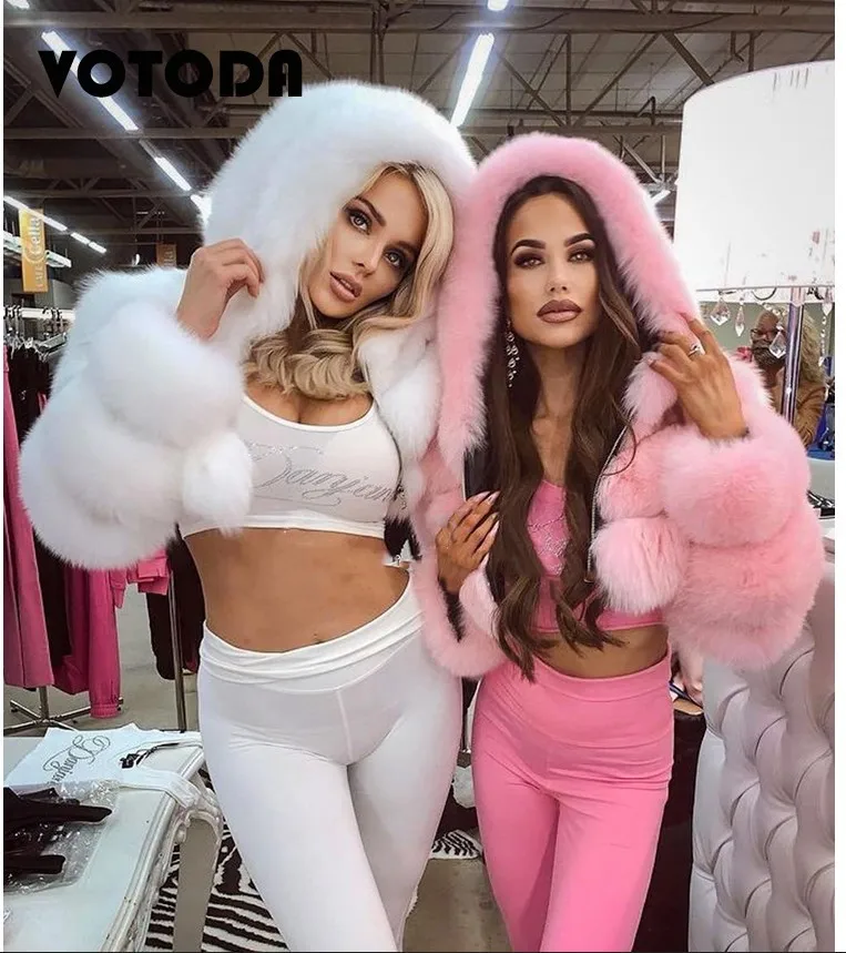 2022 Winter Women's Large Size Coat With Cap Fur Imitation Keep Warm Long Sleeve Zippers Coat Female Fashion Office Lady Clothes