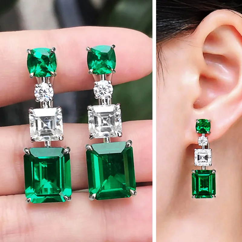

Newly Green White Dangle Earrings Women Graceful Female Wedding Anniversary Gift Noble Lady's Party Jewelry Drop Earrings