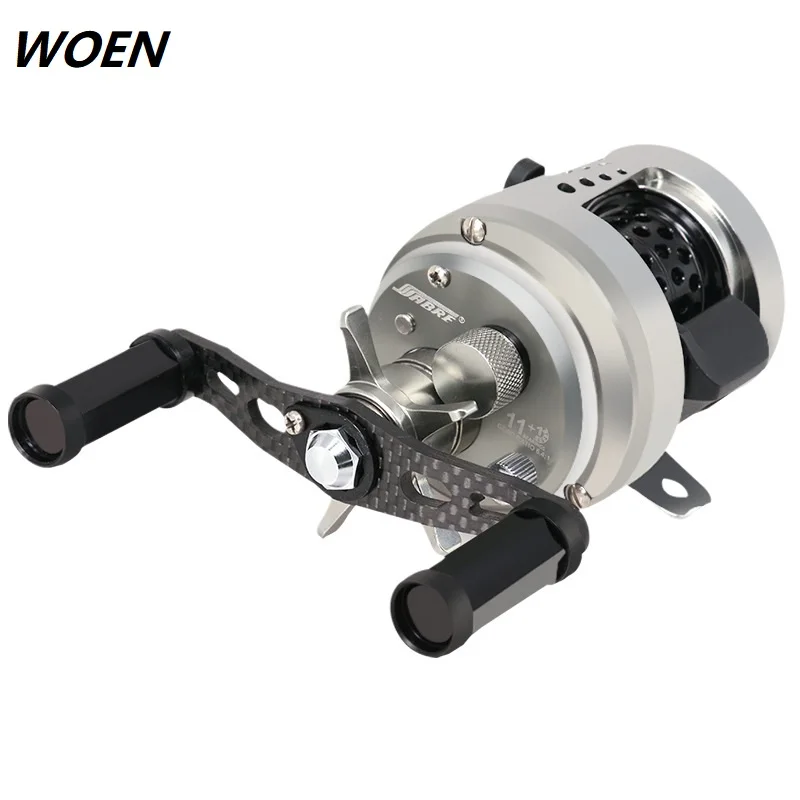 

Цельнометаллическая спиннинговая катушка WOEN CAS100 Luya, литая барабанная катушка 6 кг, магнитный тормоз, карбоновая коромысло
