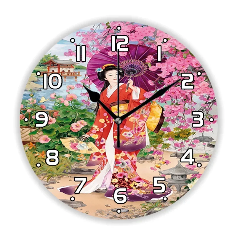 Восточные японские настенные часы Geisha Girl для гостиной традиционная женщина