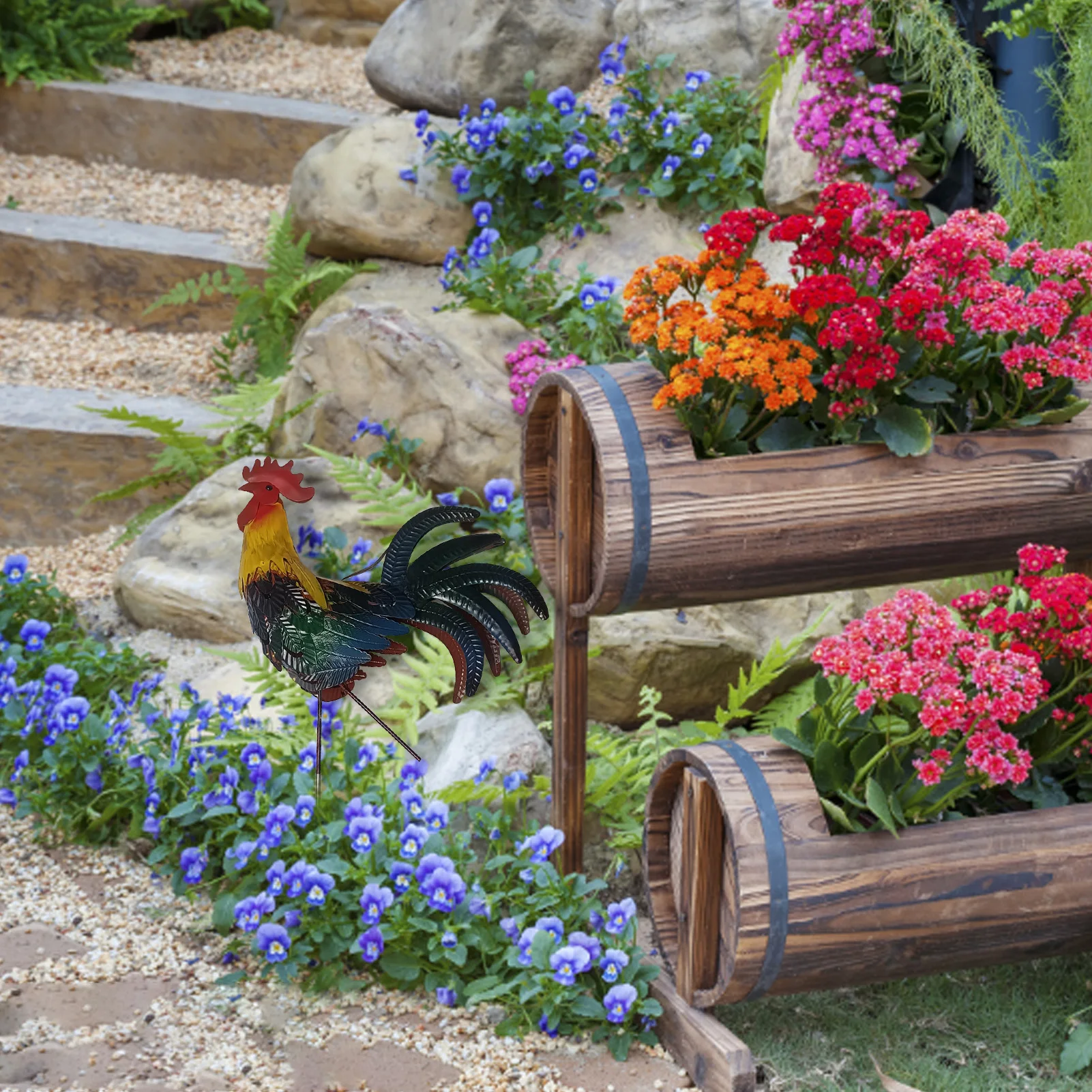 Декоративный садовый декоративный петух украшение для цыплят металлический