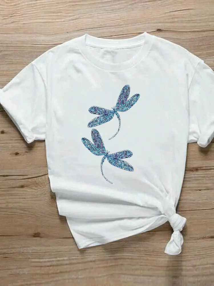 

Новинка, футболки в стиле 90-х с рисунком dragonfly, летняя одежда, модная рубашка, женская футболка с графическим рисунком, женская футболка с кор...