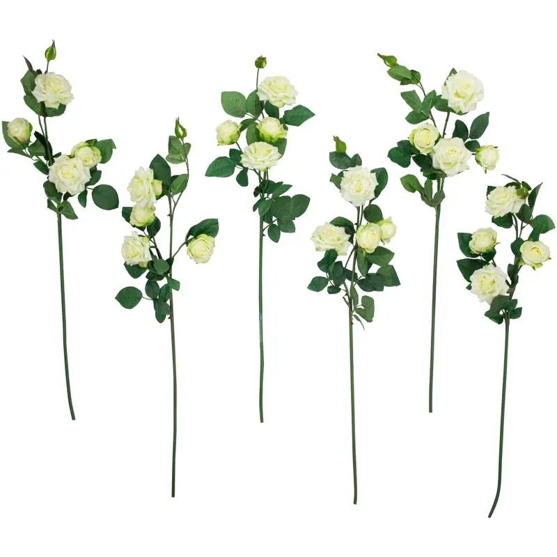 

Set of 6 White Life Like Artificial Rose Floral Sprays 35"