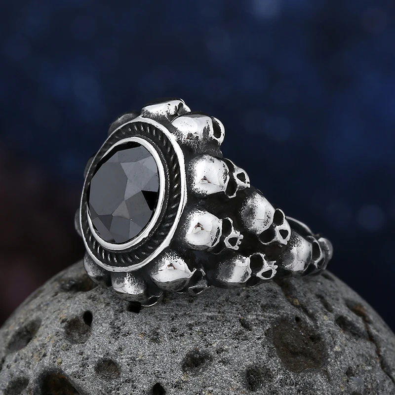 Крутое панк-властное кольцо из нержавеющей стали 316L с тяжелым сахарным черепом