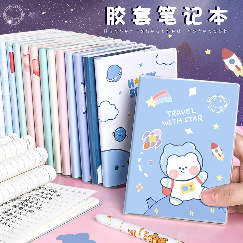 

Kawaii Cartoon Rubber Sheathed Cover Mini Journal Notebook A7 Binder Notepad for Students Planner Diary Korean Stationery