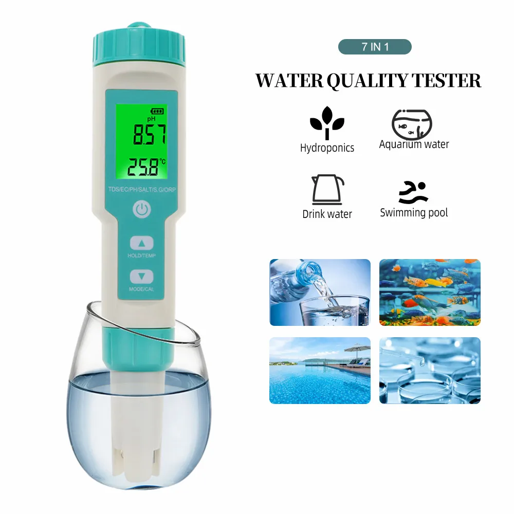 

PH-618 PH Meter ORP Chlorine Meters TDS Salinity Testers EC Temp Detector Water Quality Monitor Test Tool Filter for Pool 20%OF