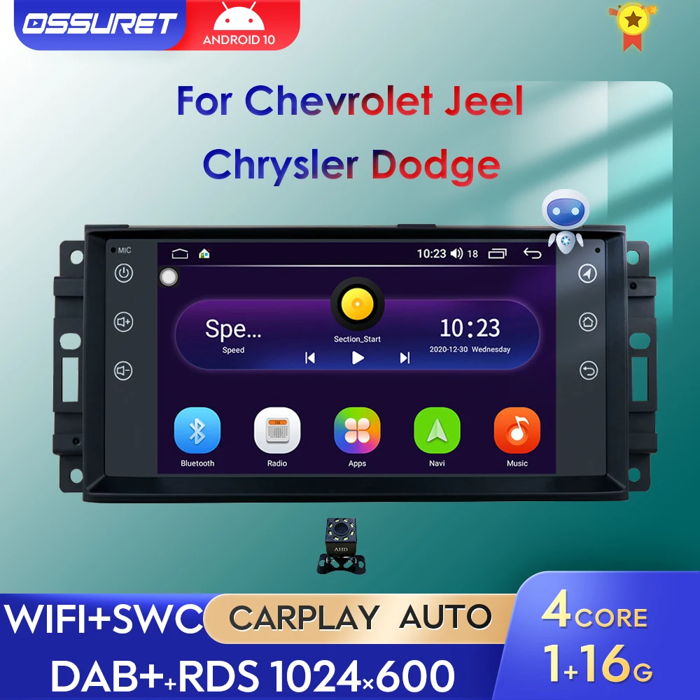 Radio Multimedia con GPS para coche, reproductor con Android, Carplay, 7 pulgadas, USB, RDS, para Jeep Grand Cherokee Commander Wrangler Patriot, Chrysler Journey
