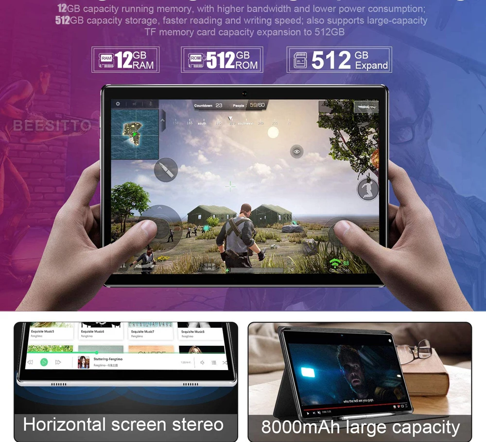 Cena 2022 Wersja Globalna Android 11 Snapdragon 845 12 Cal Tablet PC 8800mAH 5G/4G 4K 12GB 512GB 10 Podstawowych Tabletów