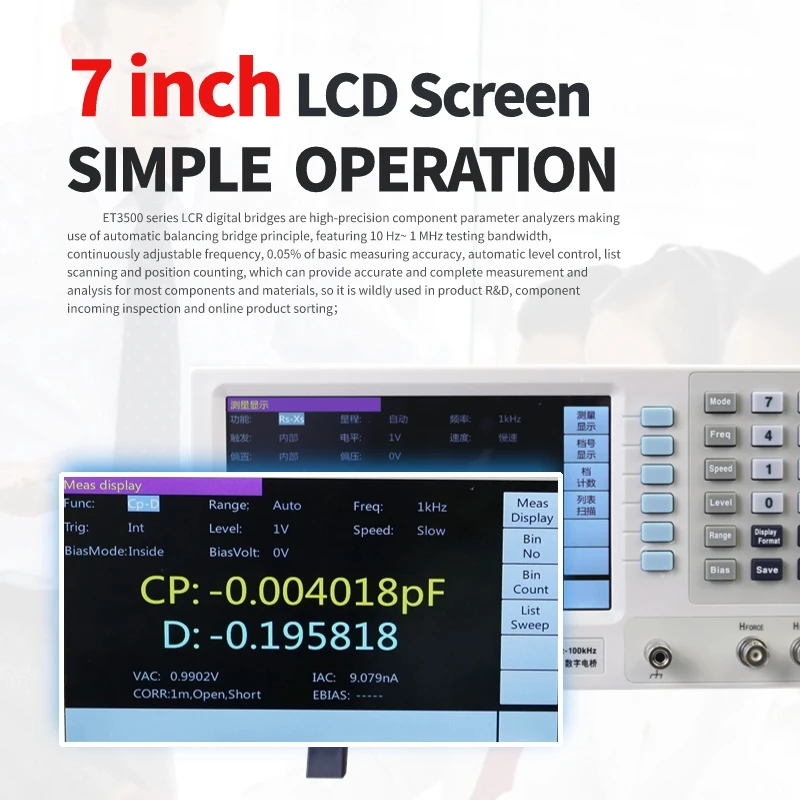 Цифровой мост LCR ET3500 серия 100 кГц-1 МГц настольный тестер измеритель емкости