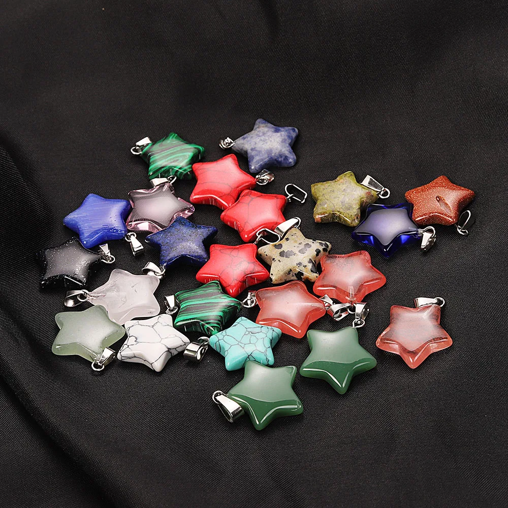 

QianBei Bulk 20pcs Natural Summer Star Stone Bead Jewelry Women Men Findings Beads For Necklace Free Shipping