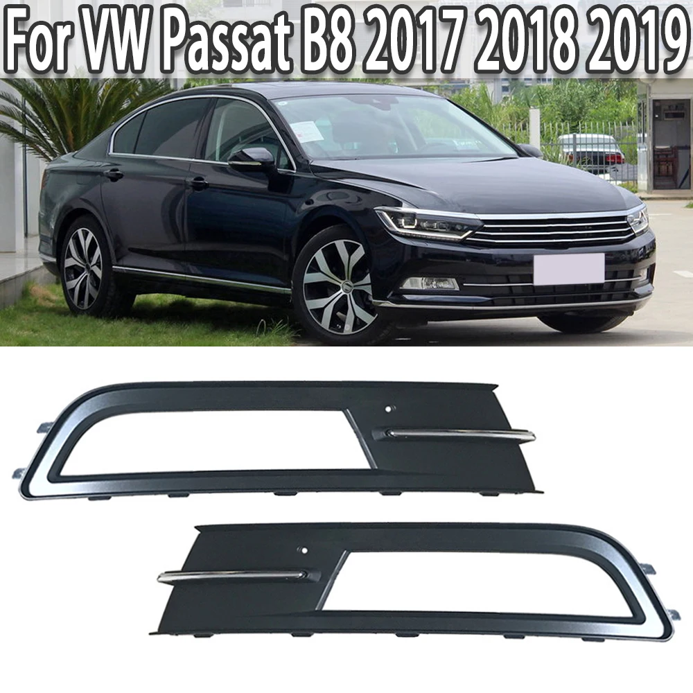 

New Front Bumper Fog Light Lamp Chrome Grill For Volkswagen VW Passat B8 2017 2018 2019 3G0853665A 3G0853666