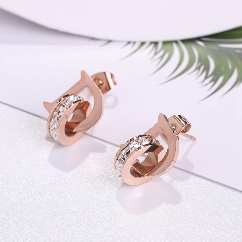 

Модные ювелирные изделия, женские серьги из титановой стали, розовое золото, циркониевые серьги для женщин и девушек, ювелирные изделия на годовщину вечерние ринку, аксессуары, подарок