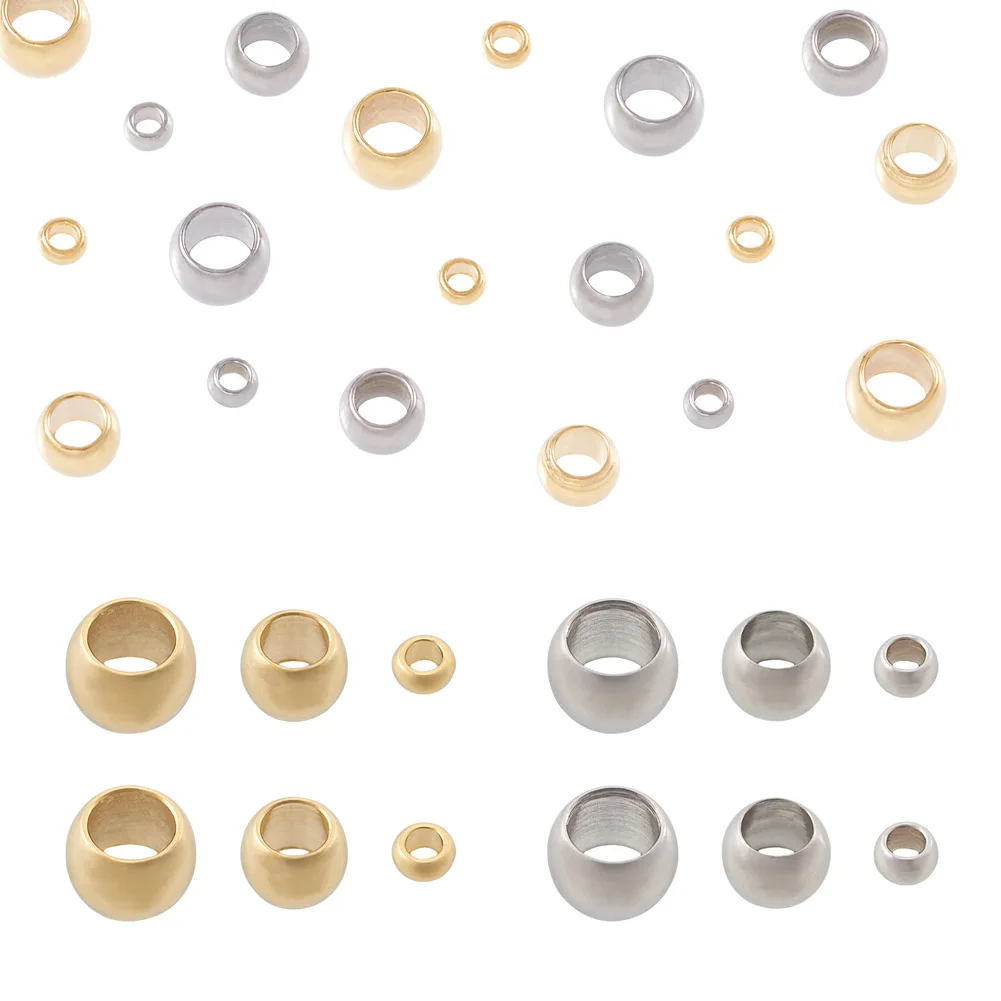 

700Pcs 6 Style 304 Stainless Steel Spacer Beads Rondelle Shape Decoration Beads For Handmade Bracelet Jewelry Making Accessories