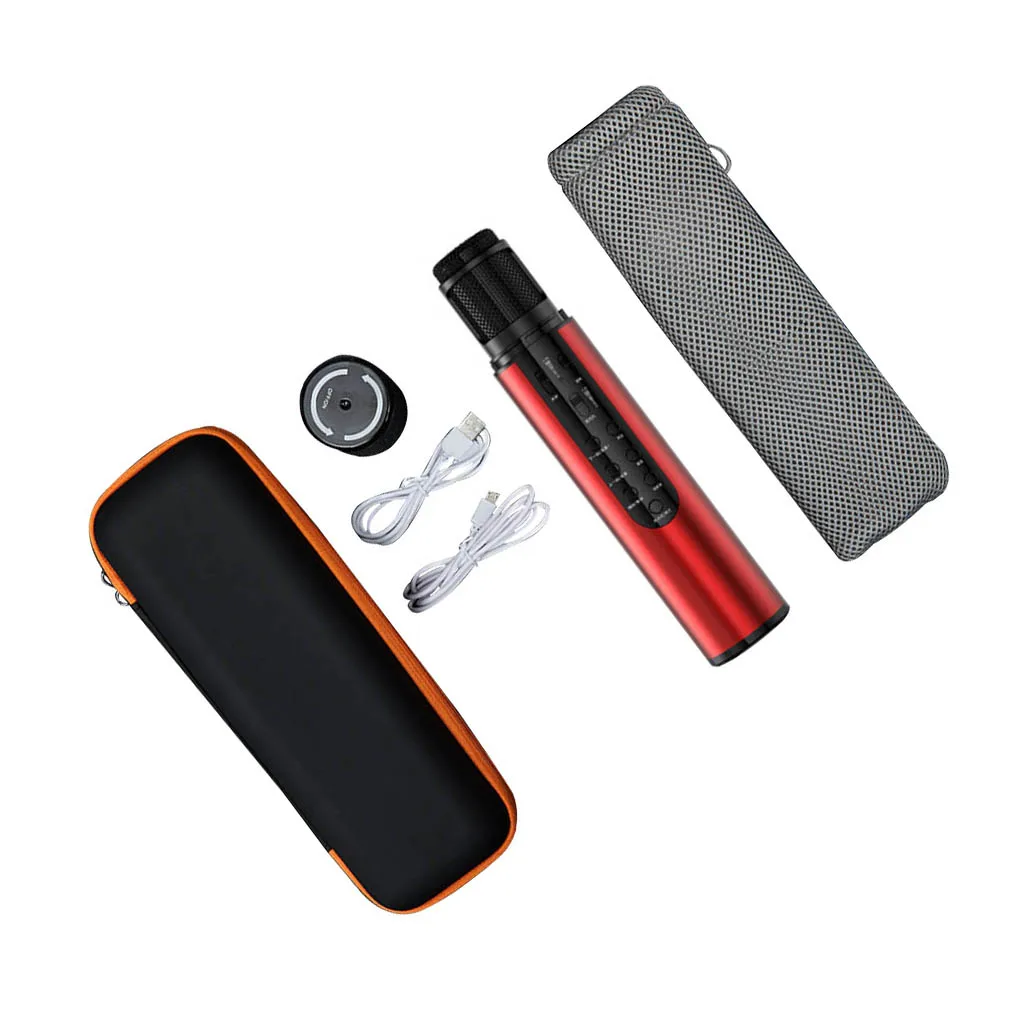 

Микрофон для караоке, Ручной конденсаторный беспроводной Bluetooth 4 2 аудио микрофона, KTV, красный