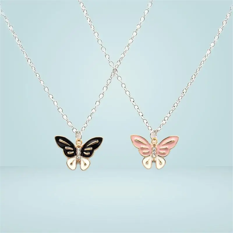 

Butterfly Necklace Women Drop Oil Inlay Diamond Fashionable Choker Sweater Chain Fashion Jewelry Friend Gifts Accessories