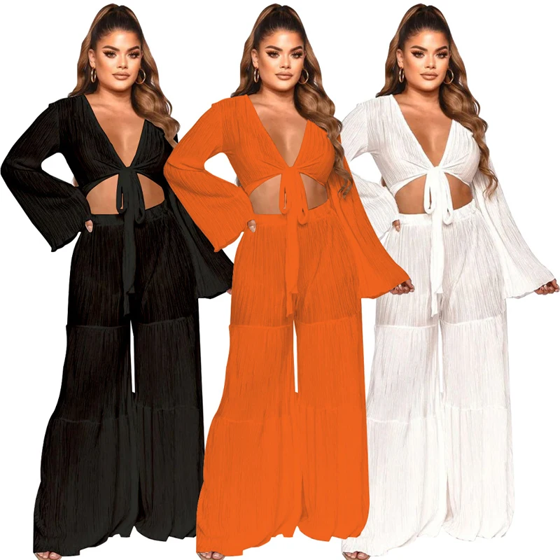 

Женское платье-накидка с длинным рукавом, плиссированные однотонные брюки из спандекса, пляжная одежда, Новинка лета 2022