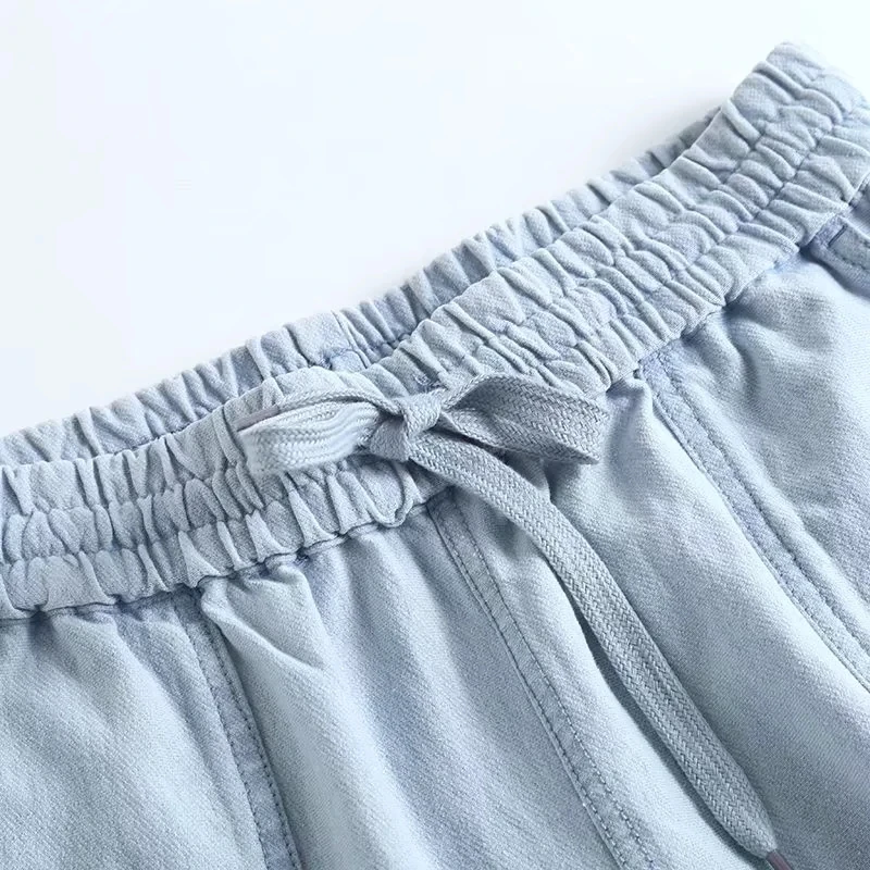 Elmsk England Style Fashion Simple High Waist Denim Shorts Collect Waist Pure Cotton Multicolor Harem Short Women Bermuda
