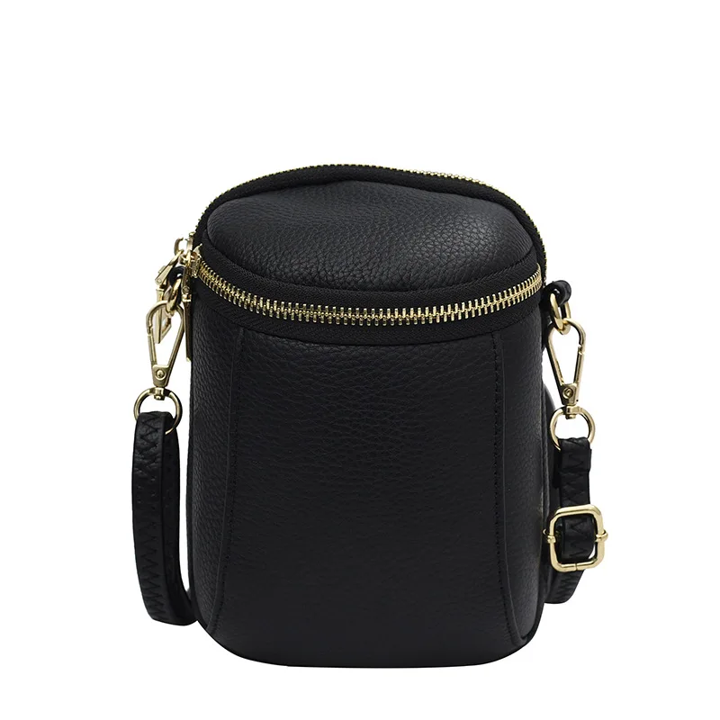 

Genuine Leather Phone Bag Top Layer Leather Crossbody Bag Fashion Shoulder Bag Simple Bucket Bag Bags for Women