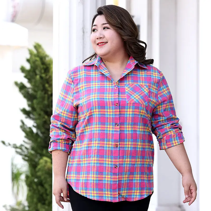 

Женская Свободная блузка среднего возраста, Повседневная рубашка в клетку с длинным рукавом, однобортная, A286, весна-осень 2023