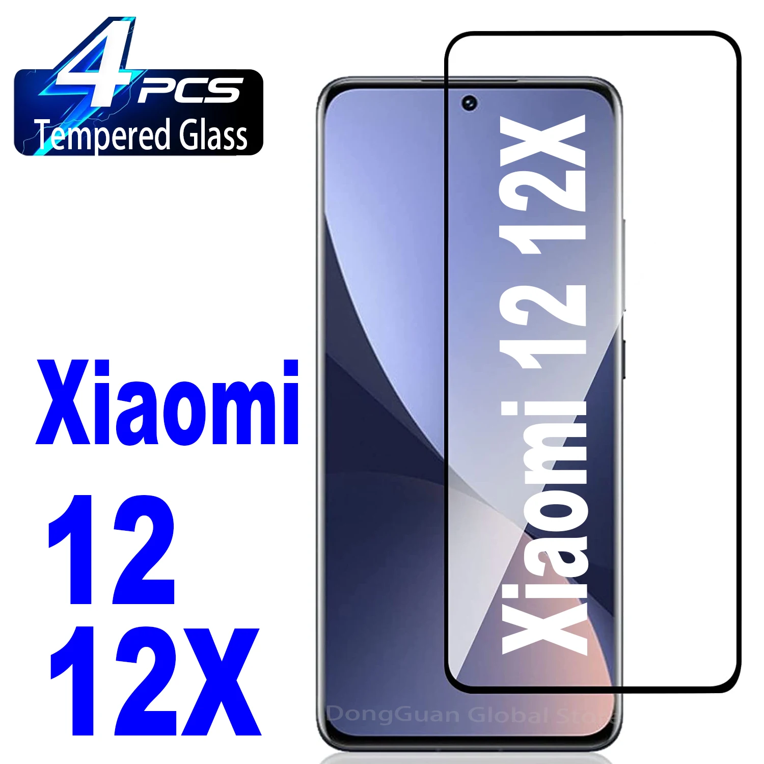 

1/4Pcs Tempered Glass For Xiaomi 12 12X 5G Curved Screen Protector Glass Film