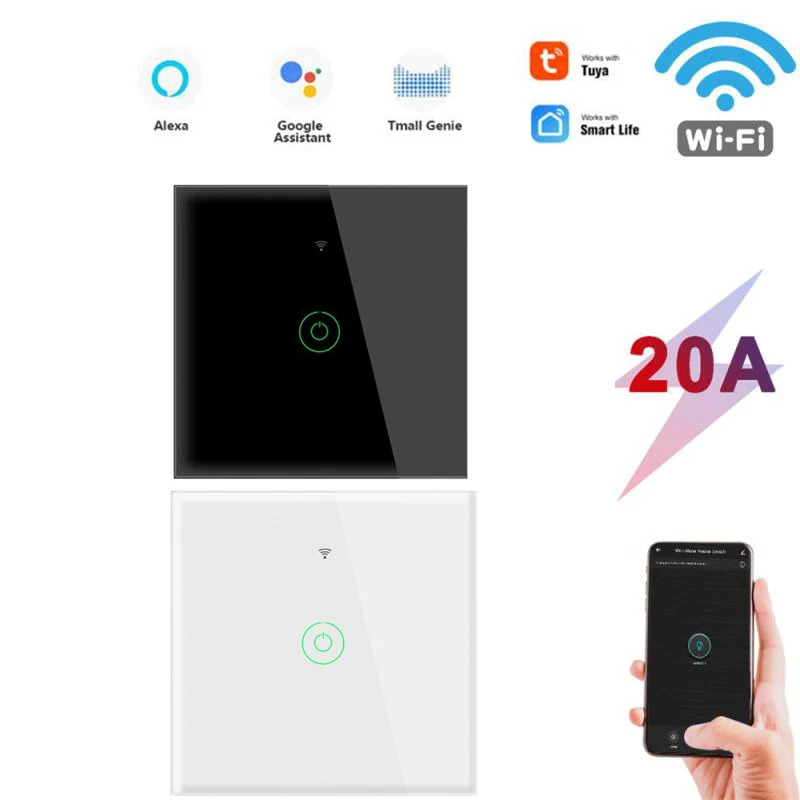 

Aubess Smart Glass Panel Switch Smart Life/Tuya App Water Heater Refrigerator Oven Switch Voice Control With Alexa,Google Home