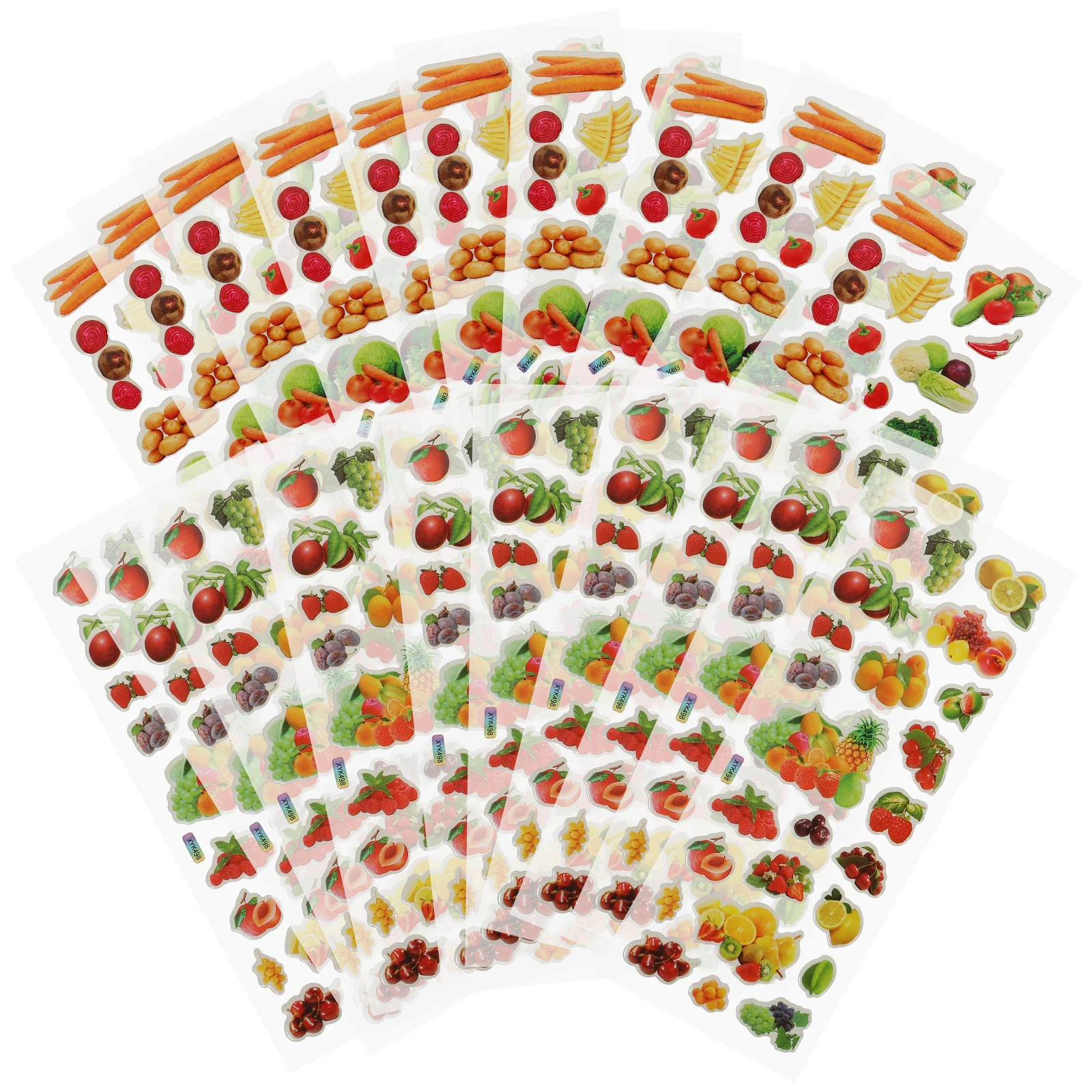 

40 Sheets of Foam Stickers for Kids Decorative Fruits Decals Little Stickers Foam Vegetables Stickers Decors