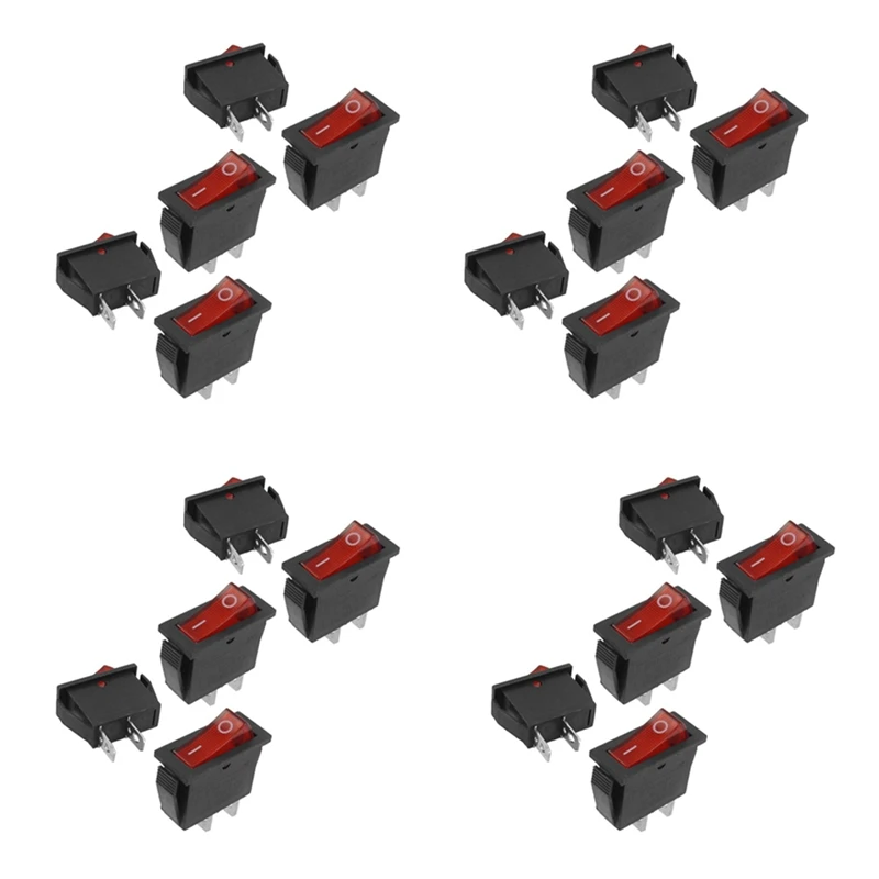 

HOT SALE 20 Pcs 2 Pin SPST Red Neon Light On/Off Rocker Switch AC 16A/250V 20A/125V