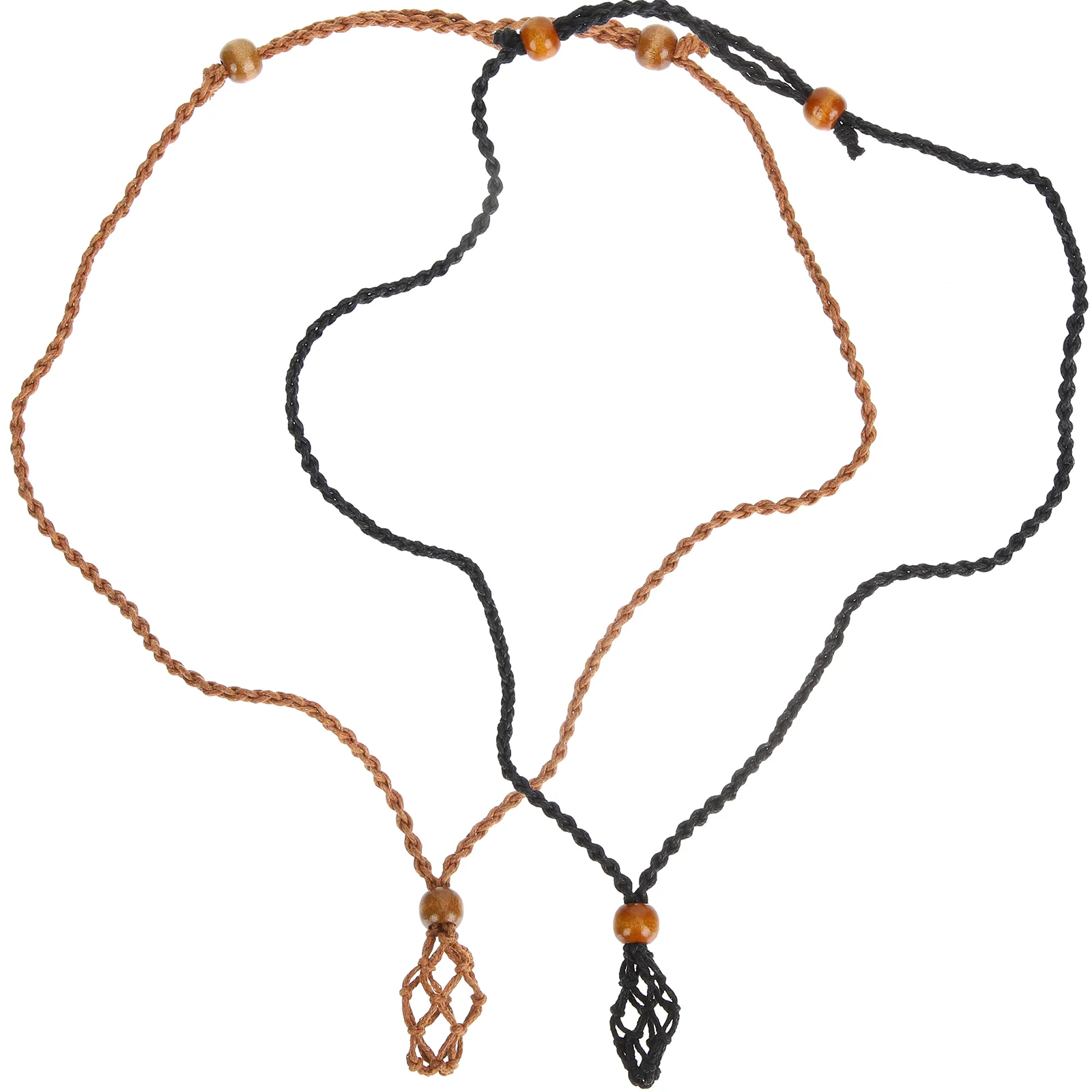 

2Pcs Stone Holder Necklace Stone Holder Adjustable Necklace Cord Rope Net