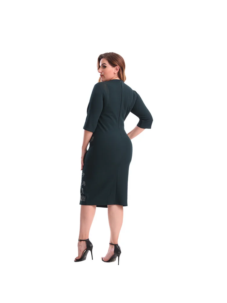 Summer large size women's fake two hot diamond sweet solid color dress plus size outfits  evening dresses