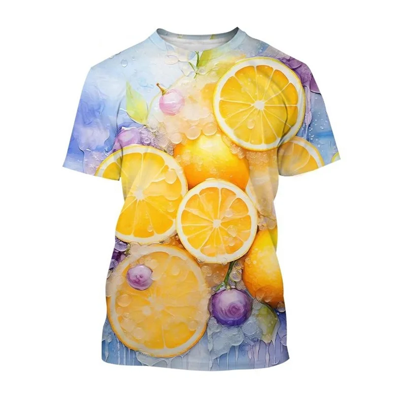Футболка унисекс с забавным фруктовым узором мужская футболка 3D принтом лимона