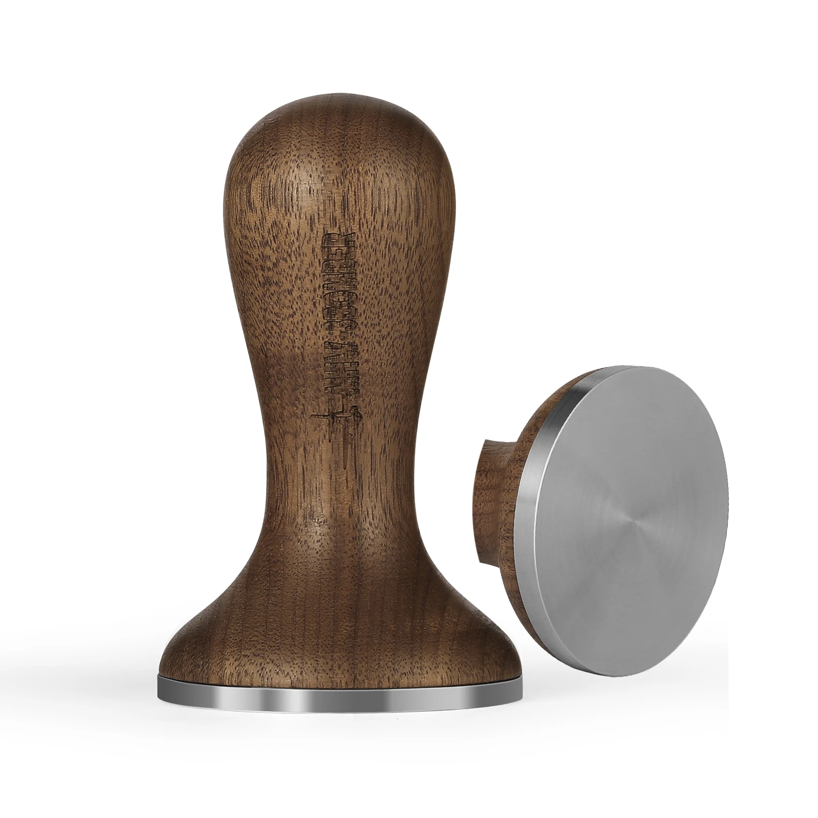 

Coffee Tamper 58.35mm Espresso Press Tampers Stainless Steel Flat & Thread Base Vintage Wood Handle Home Barista Accessories