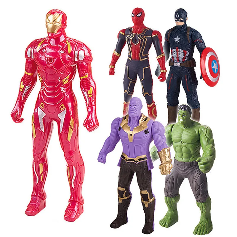 

Marvel Avengers Anime Figure Iron Man Hulk Captain America Spider-Man Thanos ABS Movable Doll Children's Toy Birthday Gifts