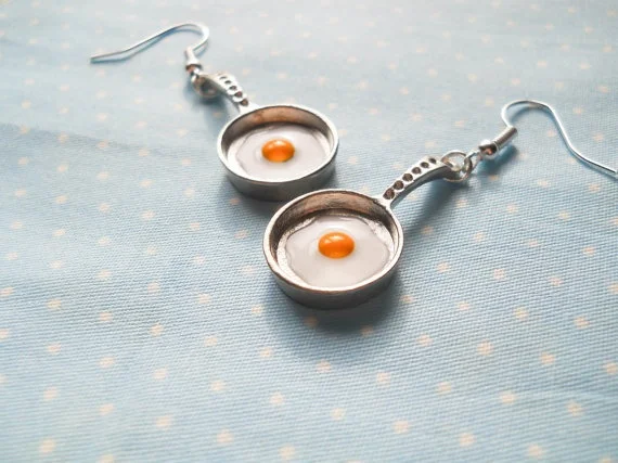 

New Hot Sale Fashion Trend Jewelry Creative Design Pan Poached Egg Pendant Earring Jewelry