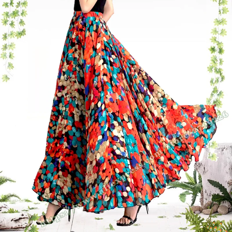 Женская шифоновая юбка в горошек элегантная длинная стиле Харадзюку с большим