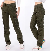 ladies spring new street ins american cotton overalls loose and thin multi pocket casual pants straight trousers leggings